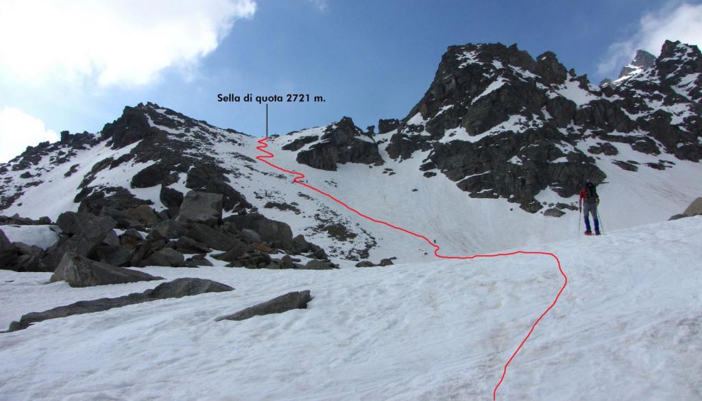 la prima parte dell'itinerario di salita seguito (21-5-2011)