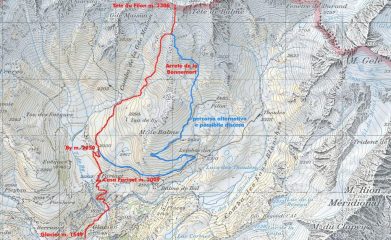 cartina CNS e via di salita seguita