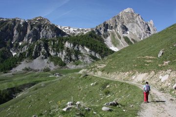 alla partenza, a dx sullo sfondo il monte Savi