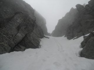 In vista dell'uscita nel tratto più ripido e stretto