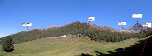 01- Percorso tra Col di Replan e Colle Plan Fenetre vistodall'alpe Chamolé