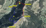 Mappa itinerario con traccia GPS e numerazione sentieri