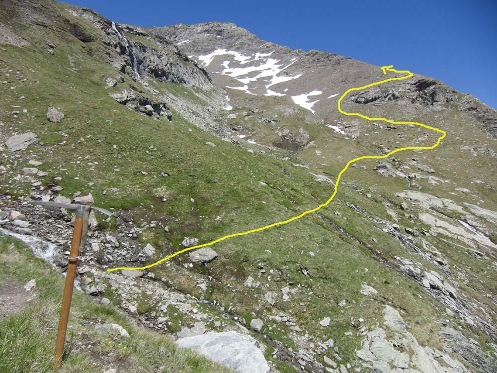 Il punto di abbandono del sentiero del P.Capra