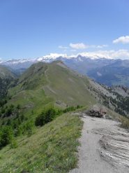 il tratto sentierato su cresta erbosa che collega le due punte...