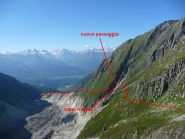 itinerario di accesso visto dalla parete