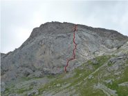 la parete ed il tracciato della via