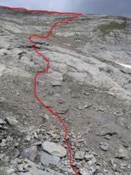 punto chiave,percorso in rosso per agguantare la cresta.....