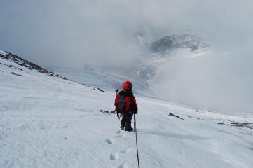 discesa per la via normale