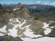 Panorama sul versante francese dalla Sella d'Asti. Spicca l'affilata Tete de la Taillante