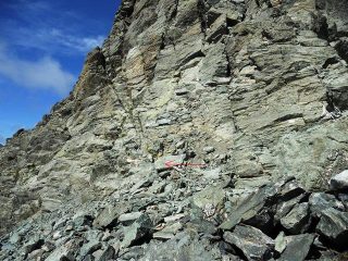 sulla sx, le tacche di inizio salita