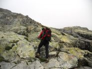 disarrampicata verso il bivacco, con corda fissa