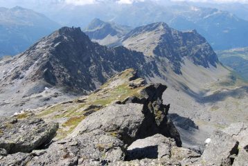 Visti dalla vetta: Col de Truche (o Col de Serre), La Lex Blanche, Passage de la Louie Blanche, Pointe Coloureures, Col Retour e Arete de la Roche Enverse