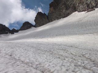 la parte alta del ghiacciaio 