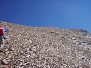 La ripoda e detritica salita alla Salza