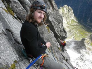 Stephen in sosta sui primi diedri.