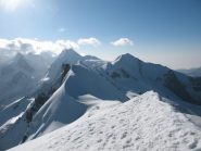 vista su Castore, polluce, i Lyskamm, Breithorn centrale dalla vetta