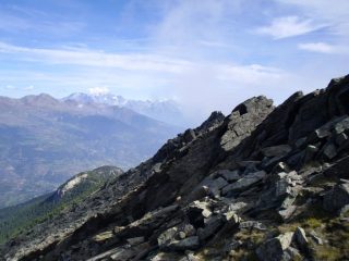 in discesa verso il Paillasse  ed il Bianco...