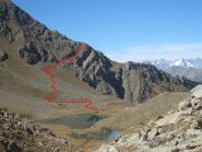 Il percorso per la risalita al colle Chamolè