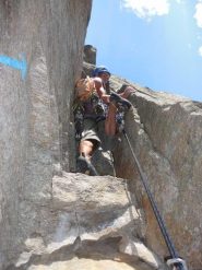 Io sul camino che inizia il IV tiro