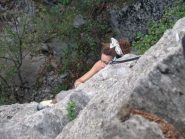 Fricci che scavalla il diedro del III tiro