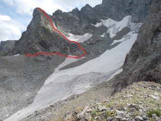 Vista da NO con traccia di salita