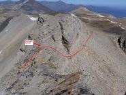 10 - Cresta finale Cima Vallonetto, il passaggio esposto, visto dall'alto