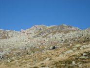 In rosso la via di salita - in giallo la discesa