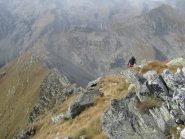 La cresta di salita, vista dalla vetta