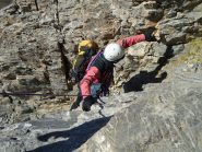 Stelvio sta per uscire dal camino roccioso sommitale (9-10-2011)