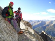 Claudio e Stelvio sulla cengia poco oltre il blocco incastrato (9-10-2011)