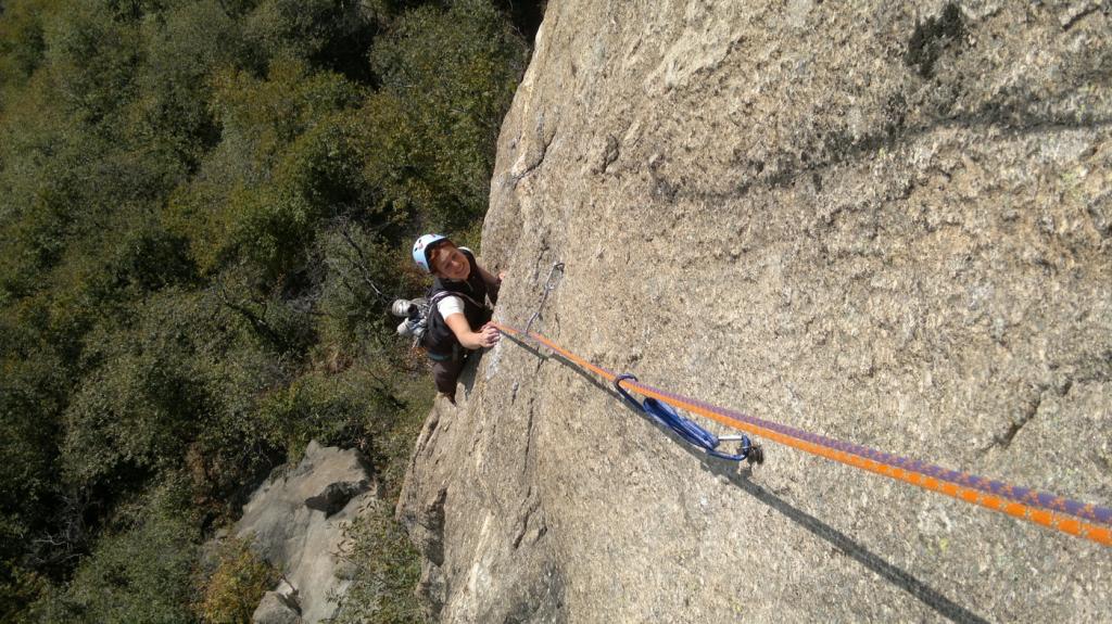 sabry sul delicato traverso L2 6a, il tiro +bello della via