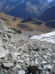 il canalone di salita  da Plan Borgno...