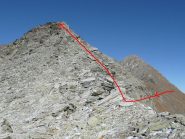 Il colle e parte della cresta percorsa, il Delà in secondo piano