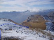 Traccia approssimativa di discesa verso il canale delle scaglie