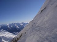 la piccola rampa diagonale tra il canale e il pendio di vetta