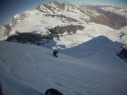 Matteo in azione...sullo sfondo i colossi del Vallese