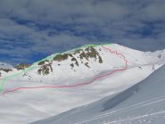 Possibili vie di salita viste dal Colle di Reisasetto