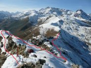 Dalla cima verso il colle