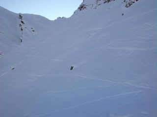 Il traverso per il pendio verso colle Sagneres.