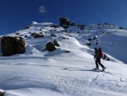 Il pendio di salita sopra il colle di Luca