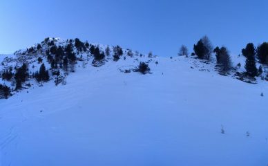 dalla vetta,la cresta ed il canale di discesa  al meglio...