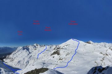La parte alta dell'itinerario per la Punta Valfredda, vista dalla Punta Valnera sabato scorso