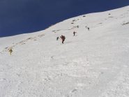 il pendio già ben tritato sotto la cima