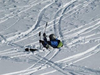 ..ed eccomi in azione nella neve fresca...ehm...