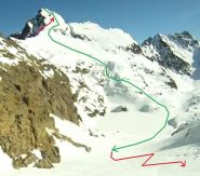 uscita dal canale, discesa sui laghi e risalita verso il Tenibres