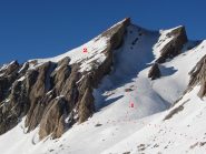 1. percorso di salita; 2. variante di salite e percorso alternativo di discesa