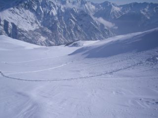 la mia traccia di salita dopo il rifugio...