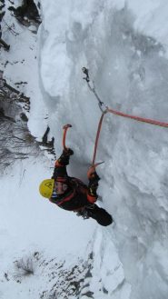 Rudy in uscita sul muro della seconda lunghezza