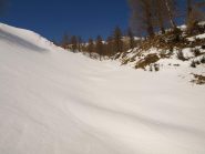 Il canalone a quota 1780 m sotto Nantre