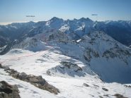 Percorsi per colletto Valnera e Pendio-canale visti dalla Valfredda